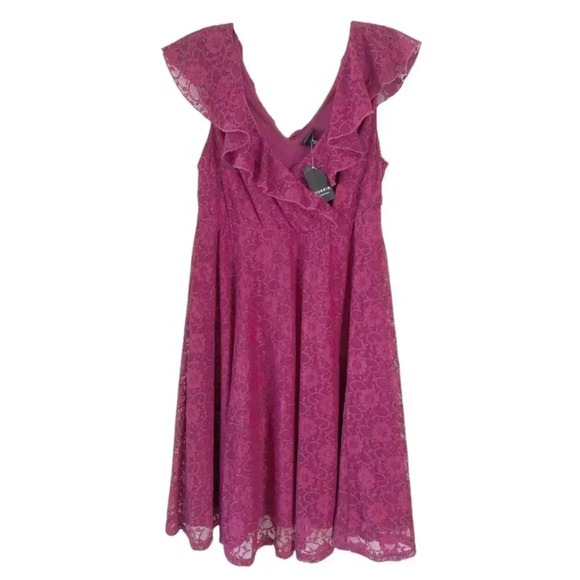 TORRID NWT Berry Lace Skater Dress Size 0 L 12 - Picture 2 of 7